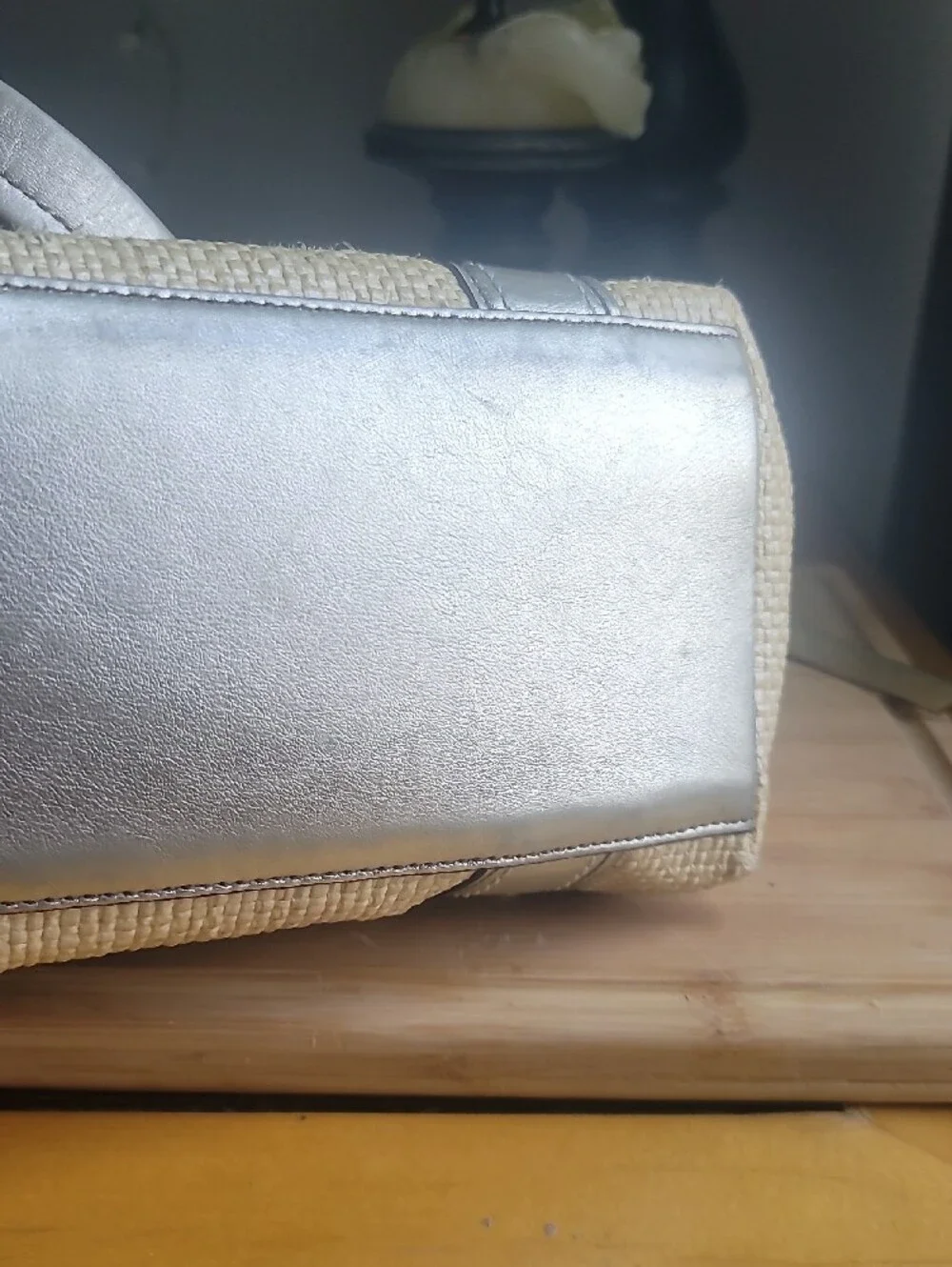 Coach Straw Tote with Metallic Gold Trim Y2K Vintage